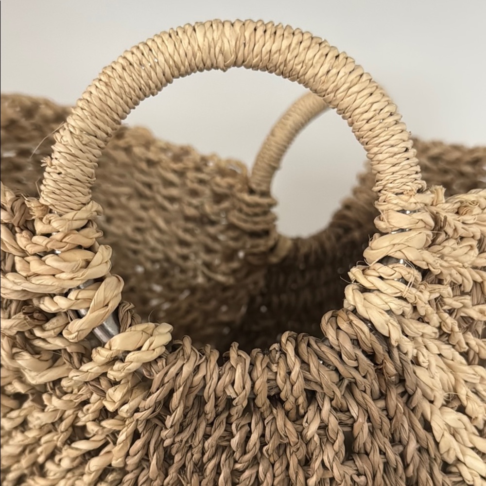 Tan Woven Tote Bag with Round Handles - Picture 5 of 5